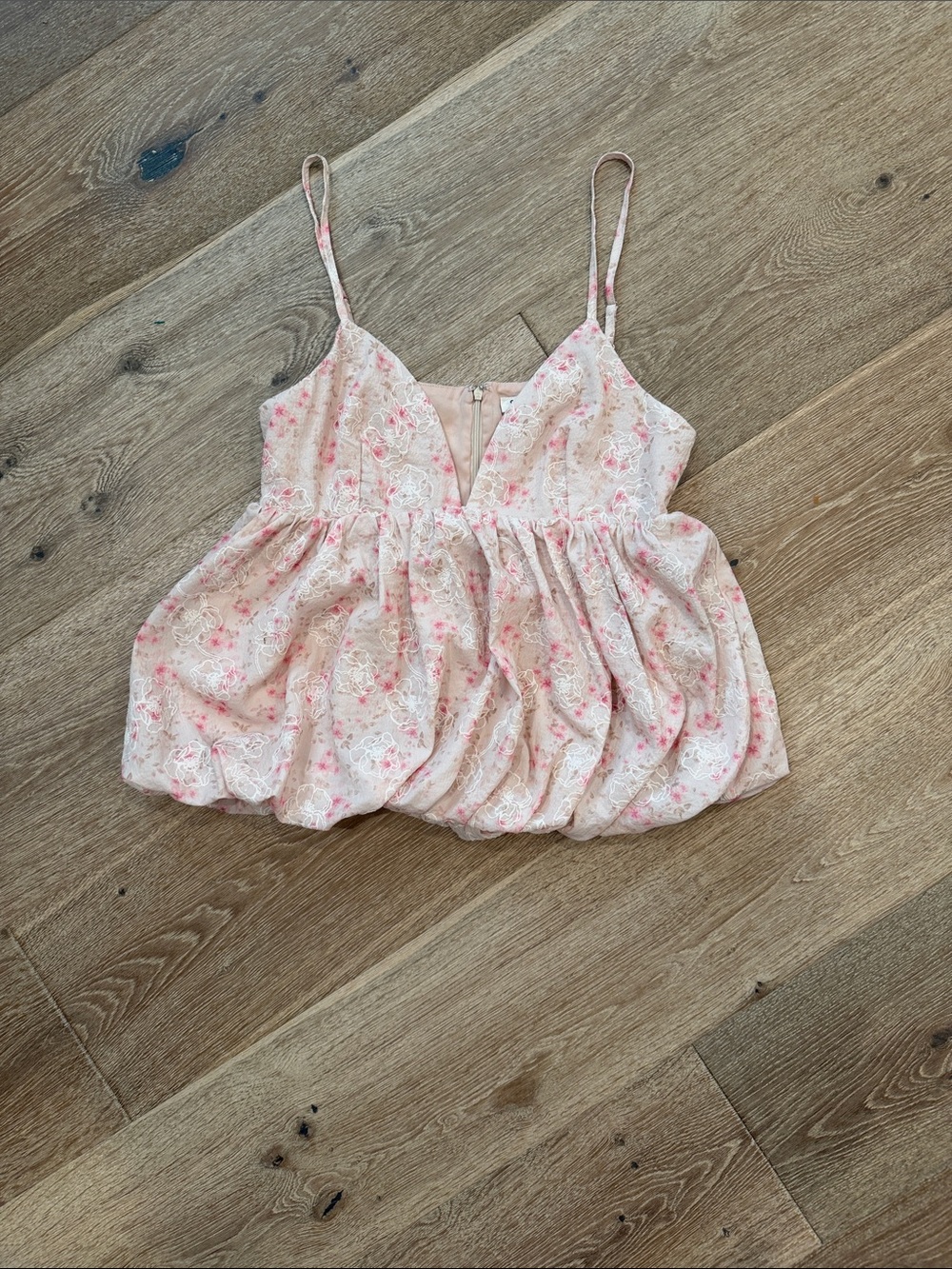 Storia Blush Pink Lace Cami with Bubble Hem
